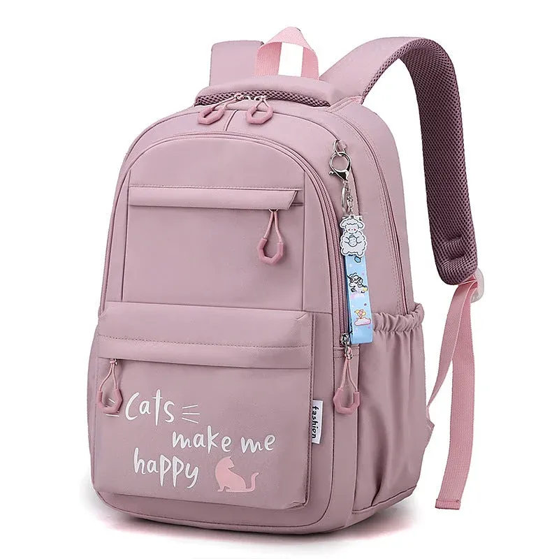Kawaii School Backpack Cat Design With Multiple Compartments - Product showcase