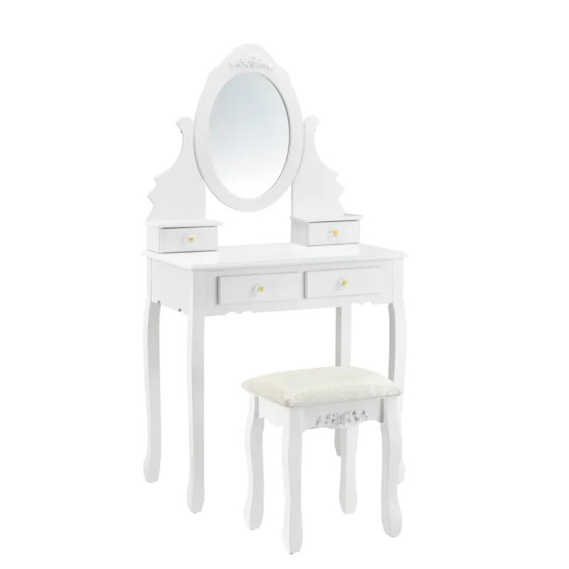 Schminktisch Limerick mit Spiegel + Hocker en.casa - premiumXL