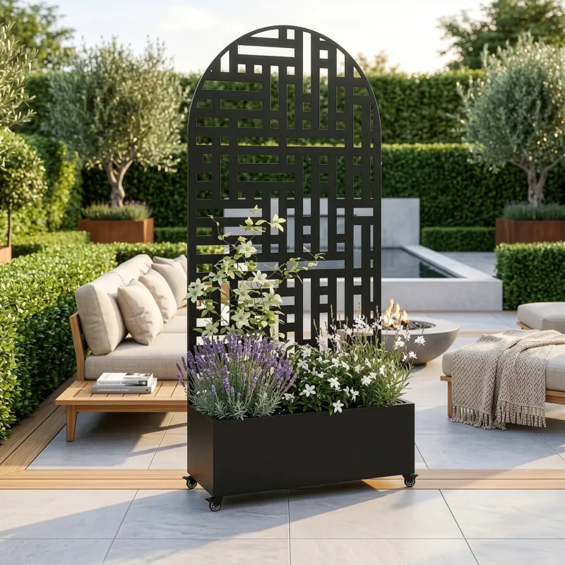 Trennwand Bernalda mit Blumenkasten Bogenform [casa.pro]