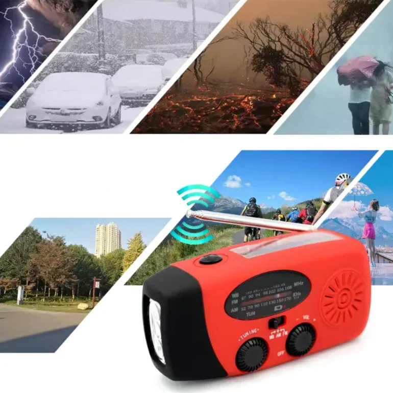 Emergency Solar Radio Hand Crank Power Bank with LED Flashlight - Detailed view