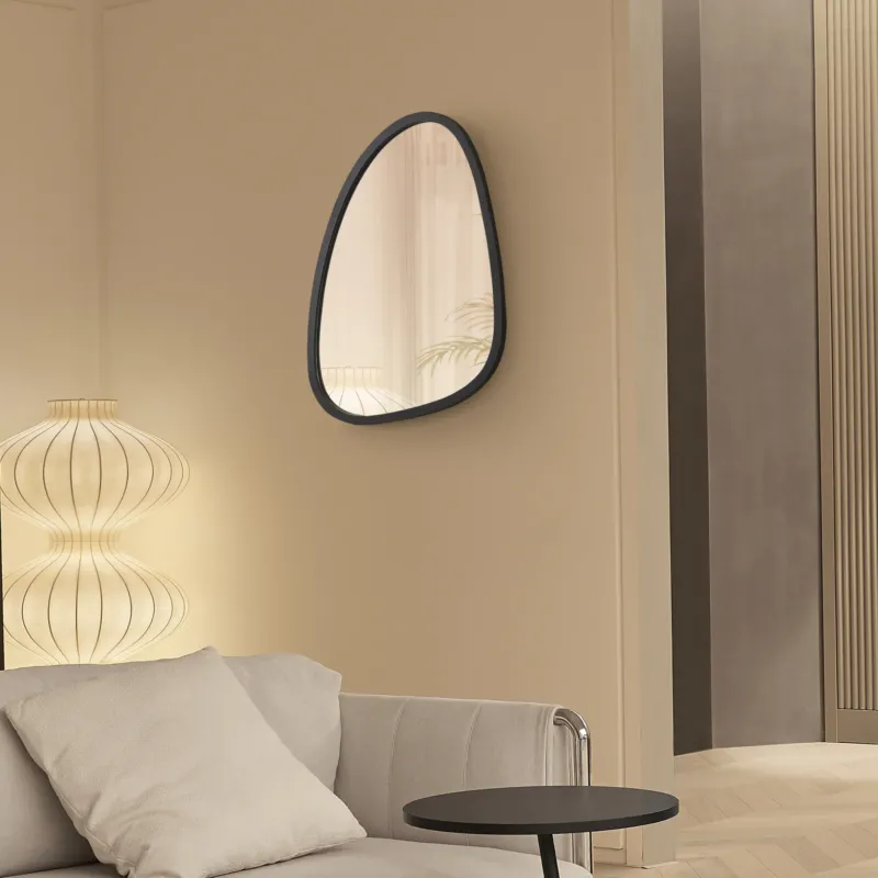Wandspiegel Grottole schwarz, matt 62x50cm [en.casa] - premiumXL