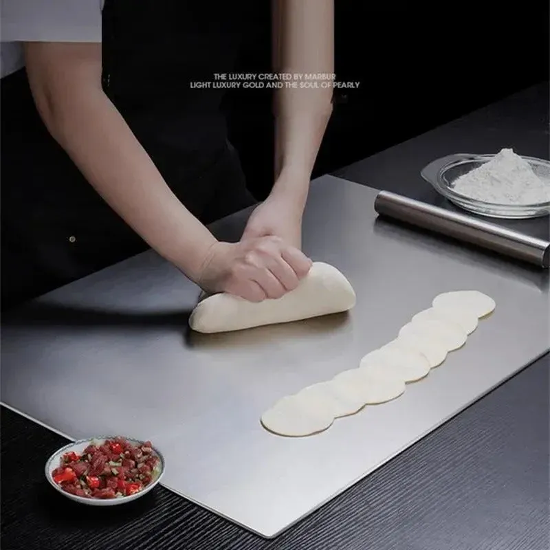 Stainless Steel Cutting Board Durable Kitchen Surface With Raised Edge - Detailed view