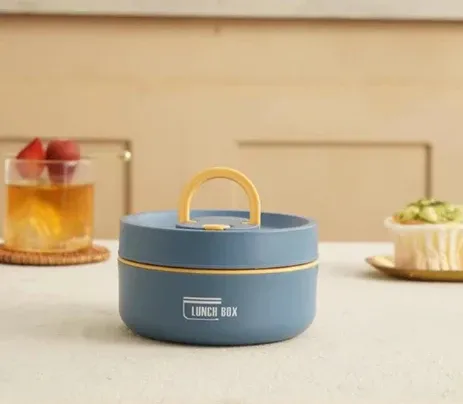 Insulated Stainless Steel Lunch Box Double Container Set with Thermal Bag - Product showcase
