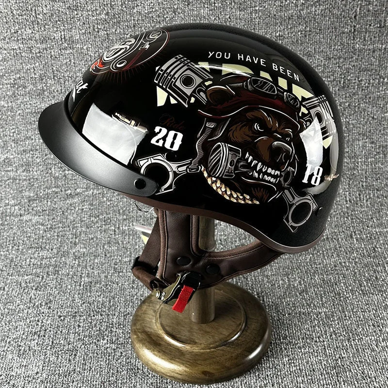 Motorcycle Half Helmet Urban Chopper Design With Quick Release - Product showcase