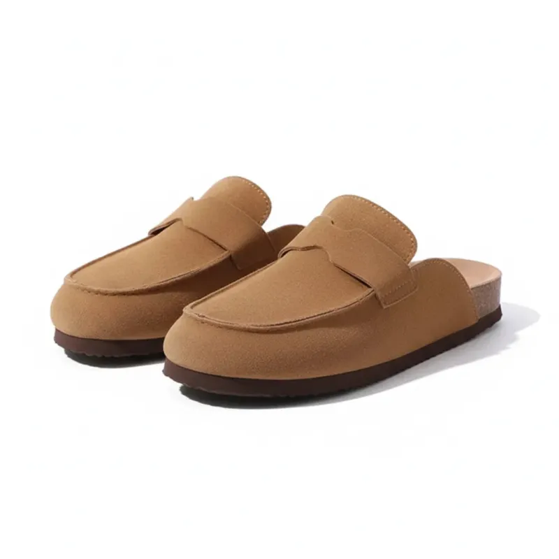 Womens Suede Clogs Cork Sole Slip-On Mules - Product showcase