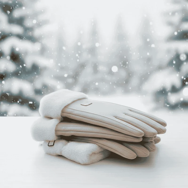 Womens Touchscreen Winter Gloves Plush Suede Fleece Lined - Product showcase