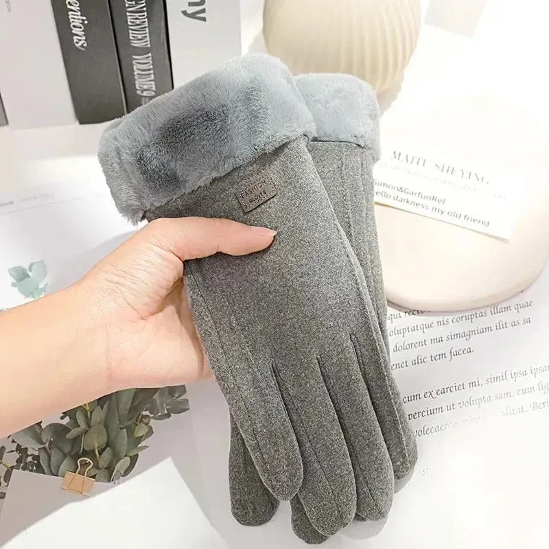 Womens Touchscreen Winter Gloves Plush Suede Fleece Lined - Product example