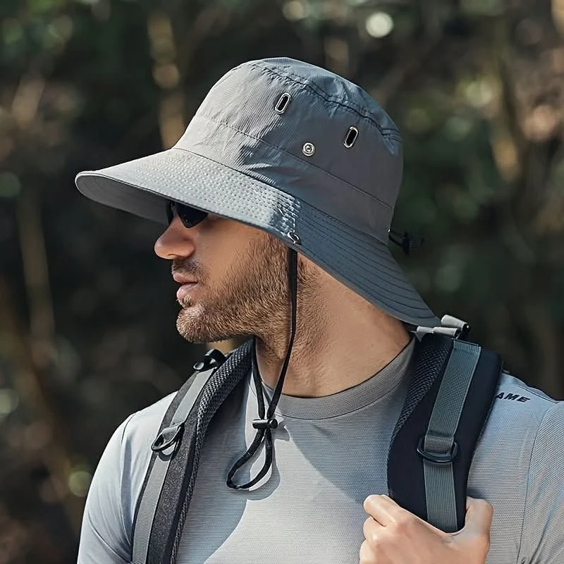 Outdoor Sun Hat Wide Brim UV Protection with Chin Strap - Product detail 4