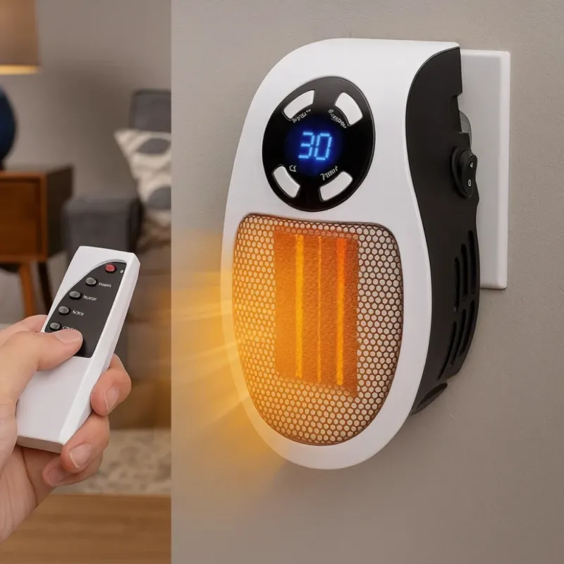 Electric Wall Heater Compact Plug-In Design with Remote Control - Product showcase