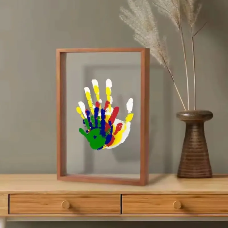 Baby Memory Frame Natural Wood Handprint Keepsake - Product showcase
