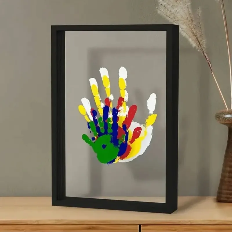 Baby Memory Frame Natural Wood Handprint Keepsake - Detailed view