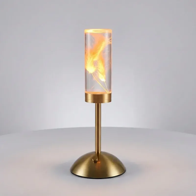 LED Tischlampe mit Farbwechsel und konservierter Blumenpräsentation