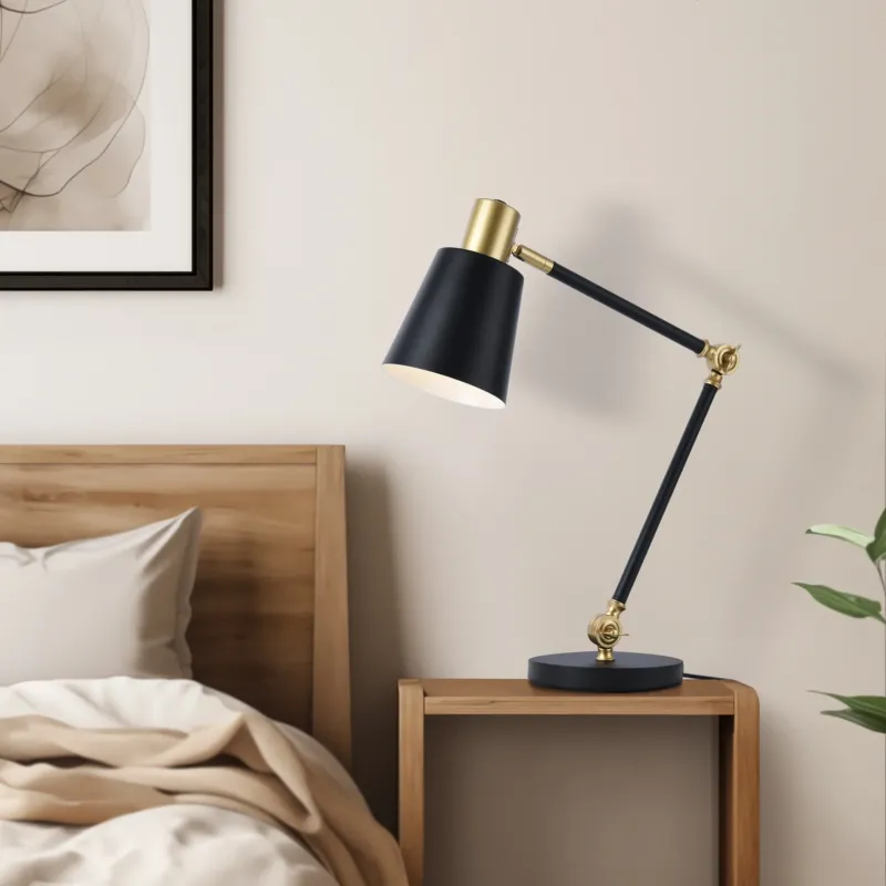 Tischleuchte Abergele Schwarz / Goldfarben [lux.pro] - premiumXL