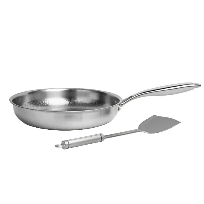 Titanium Hammered Pan Set PFAS-Free with Matching Utensils - Product showcase