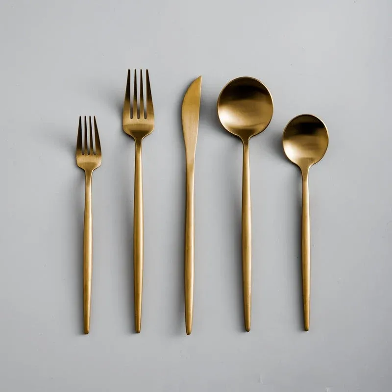 Gold Cutlery Set Minimalist 20-Piece Stainless Steel Collection - Product showcase