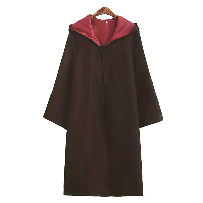 Hooded Halloween Robe Reversible Brown and Red Design - Product showcase