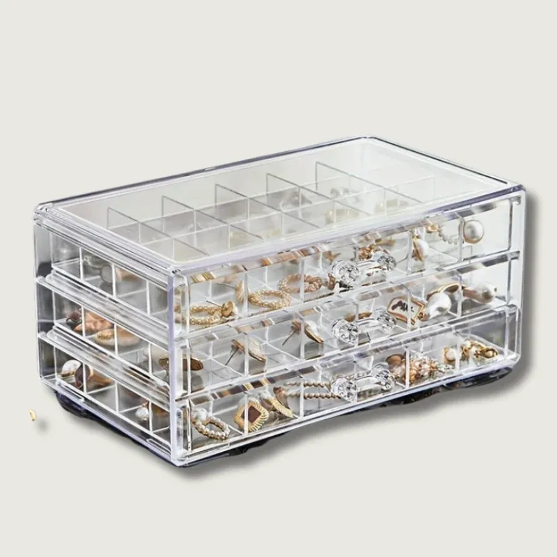 Clear Jewelry Storage Box 3-Layer Organizer With 72 Compartments - Product showcase