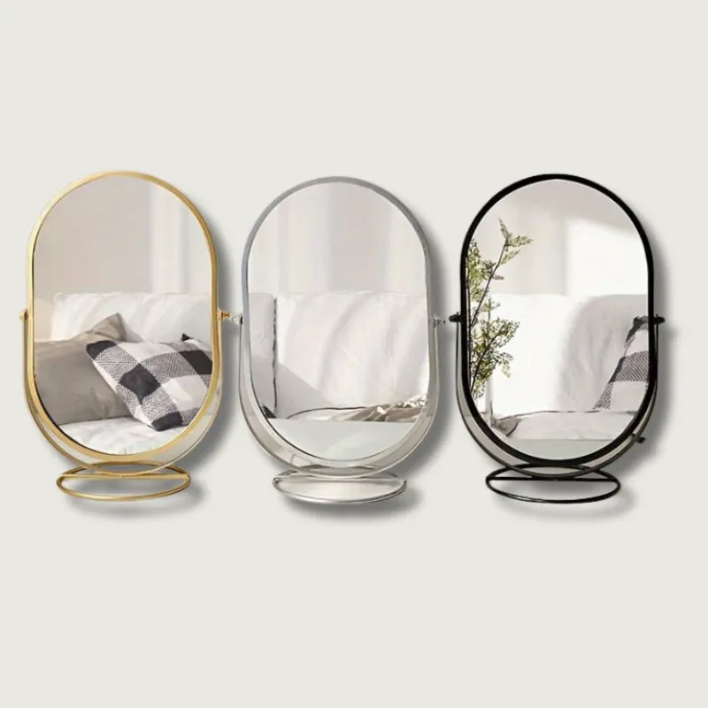 Rotating Vanity Mirror Oval Metal Frame Design - Product showcase