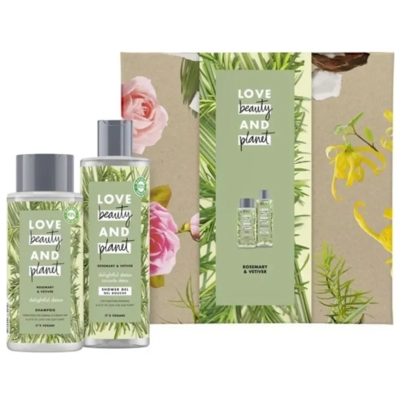 Love Beauty and Planet Rosemary & Vetiver Geschenkset - Douchegel & Shampoo
