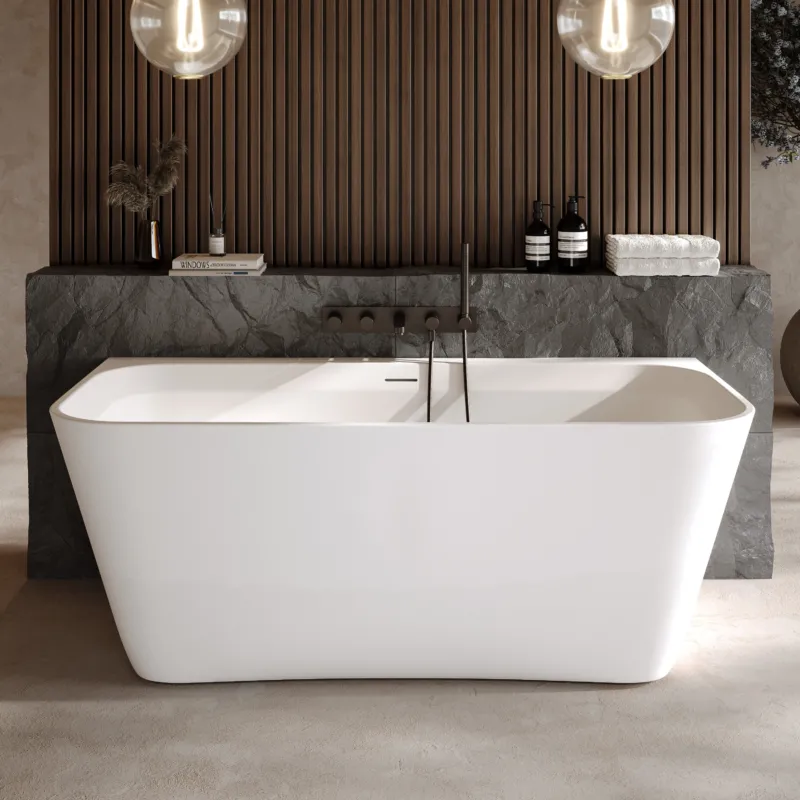 Dolvhin® Vorwand Badewanne „Eluna Wall“ | Solid Surface Mineralguss | Eckig | 170x81x63 cm