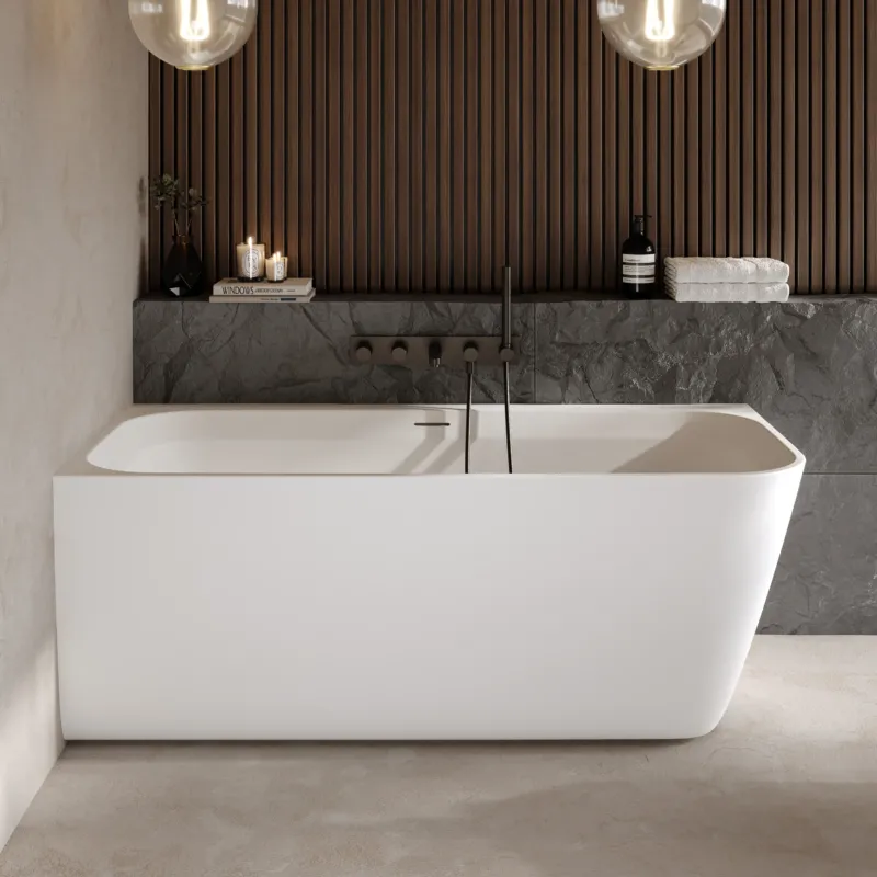 Dolvhin® Eck-Badewanne „Eluna Corner“ | Solid Surface Mineralguss | Eckig | 170x81x63 cm