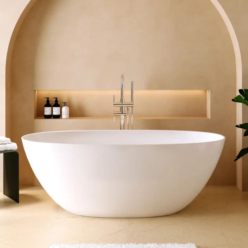 Dolvhin® Freistehende Badewanne aus Mineralguss "Fiji" | Oval | 160x70x57 cm