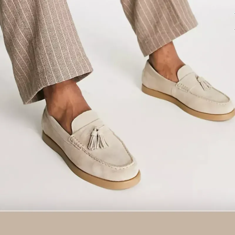 Classic Suede Loafers Tassel Detail With Gum Sole - Product showcase