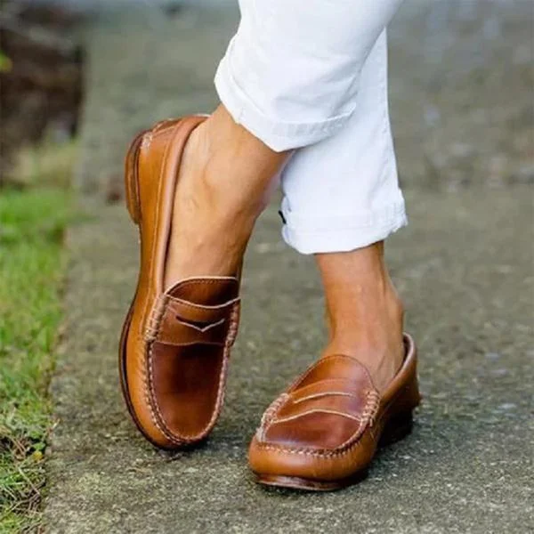 Classic Leather Penny Loafers Premium Tan Moccasin Design - Product showcase