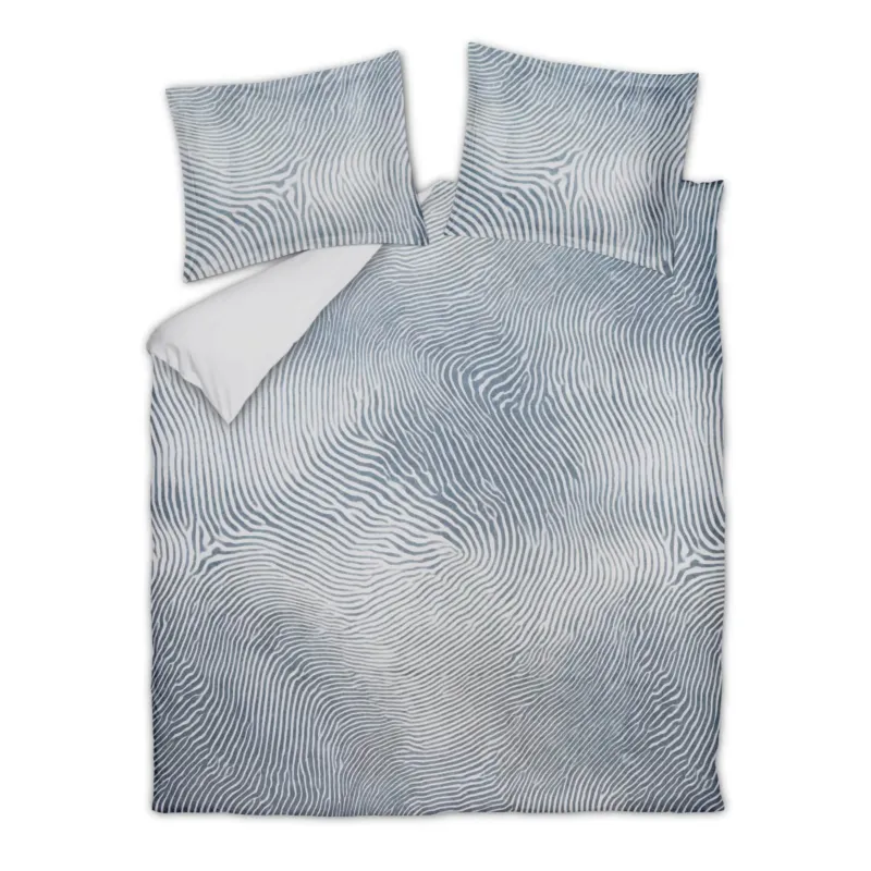 Vandyck Stumble dekbedovertrek met dierenprint in kleur Faded Denim, donkerblauwe zebraprint (SAMP26224)