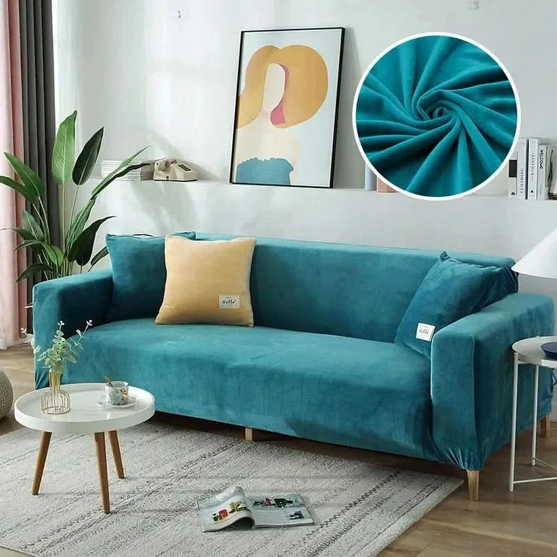 Stretch Sofa Cover Soft Velvet Fabric Protection - Detailed view