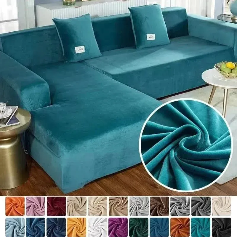Stretch Sofa Cover Soft Velvet Fabric Protection - Product example