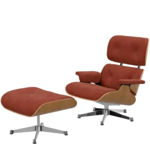 Eames Lounge Chair, Kirschbaum, Calma Brandy inkl. Fußhocker von Vitra