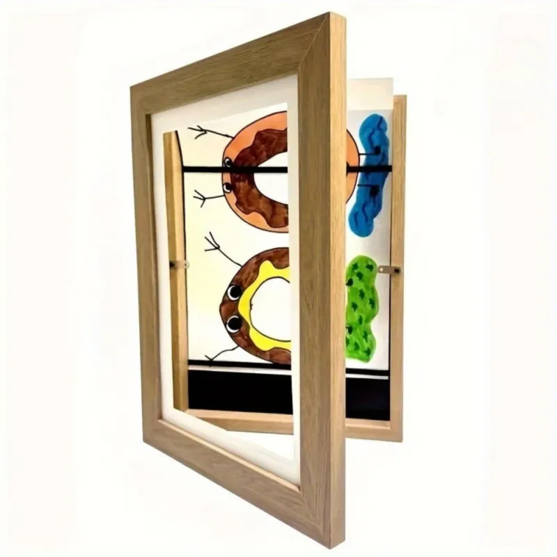 Magnetic Picture Frame Wooden Wall Mount Display - Product showcase