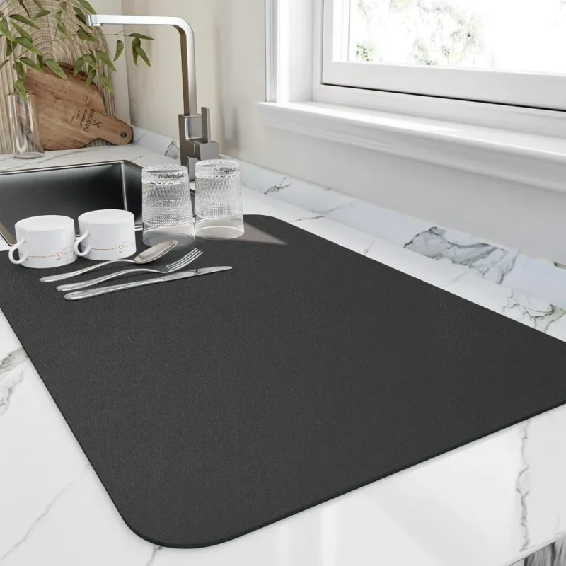 Kitchen Dish Drying Mat Fast-Absorbing Diatomite Material - Product showcase
