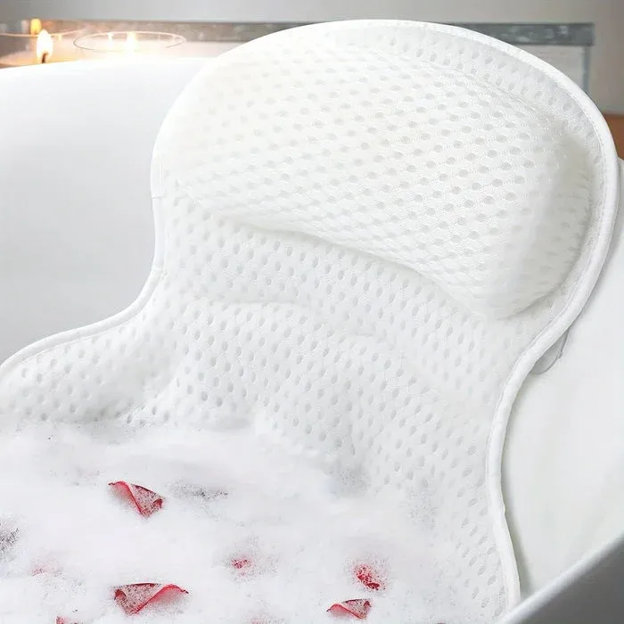 Ergonomic Bath Pillow Soft Mesh Neck Back Support - Product showcase