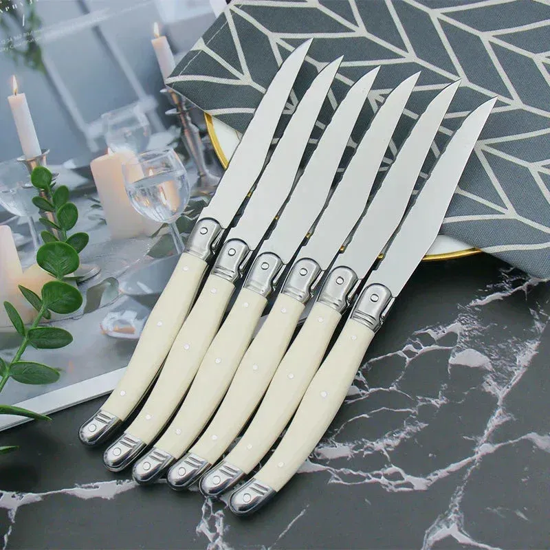 Stainless Steel Cutlery Set Ivory Laguiole Design with 24 Pieces - Product showcase