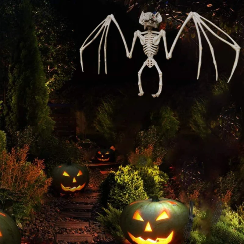 Gothic Skeleton Bat Halloween Wall Hanging Decoration - Product showcase