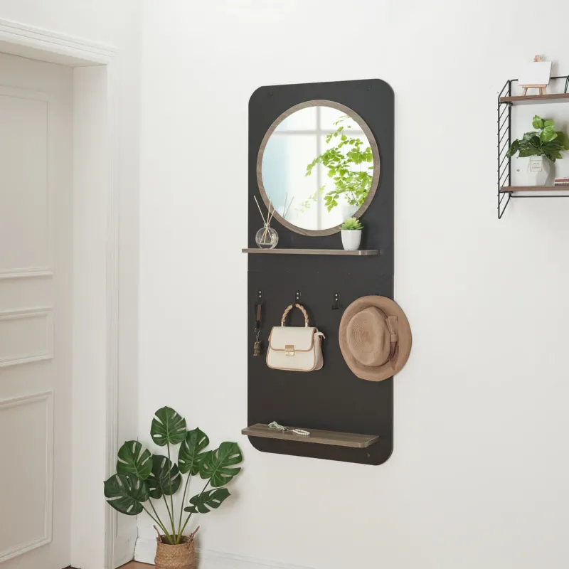 Garderobenpaneel Helsinge mit Spiegel 140x60x16 cm [en.casa] - premiumXL