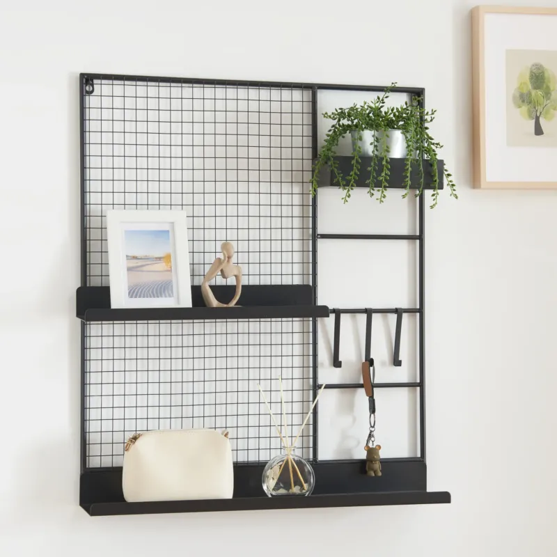 Wandgitter Westre 70x60x11cm Metall Schwarz [en.casa] - premiumXL