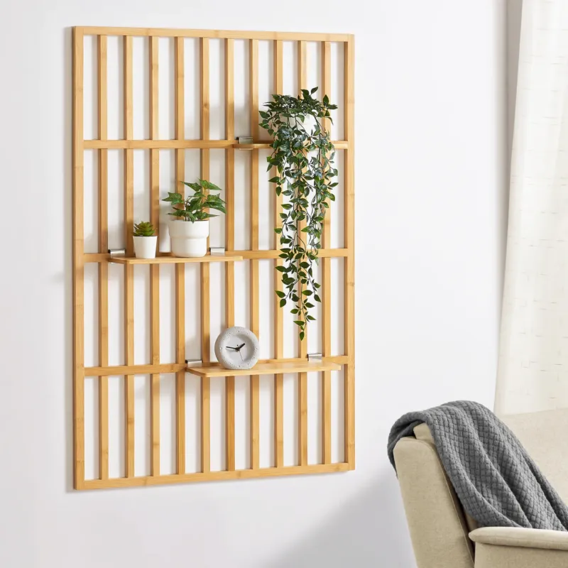 Wandregal Røst 120x80x13cm Bambus [en.casa] - premiumXL