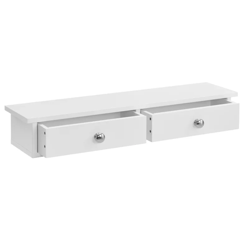 Wandregal Geeste 60x15x10 cm mit 2 Schubladen Weiß [en.casa] - premiumXL