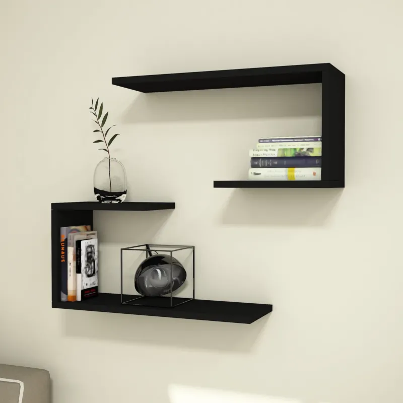 Wandregal - Set Årslev 2 - tlg. 27 x 60 x 20 cm bis ca. 5 kg [en.casa] - premiumXL