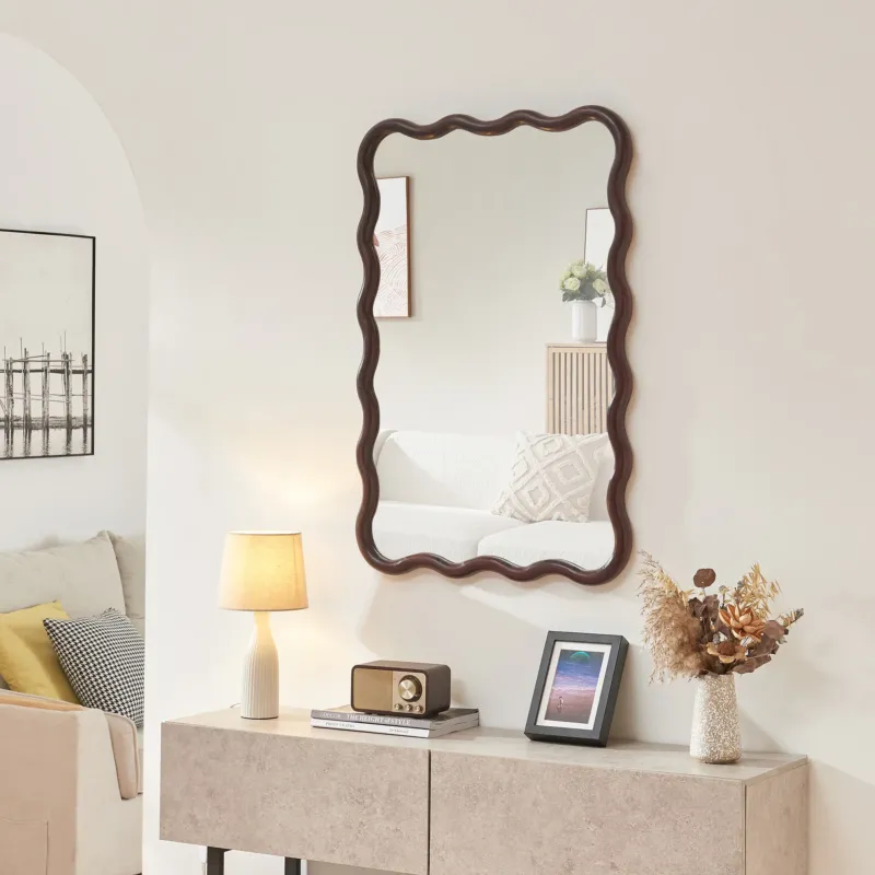 Wandspiegel Porloskid 90x60 cm Dunkelbraun [en.casa] - premiumXL
