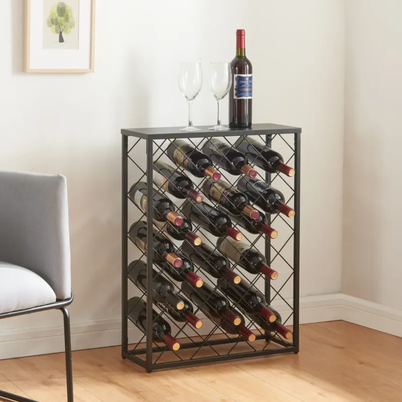 Weinregal Taivassalo für 25 Flaschen Schwarz [en.casa] - premiumXL