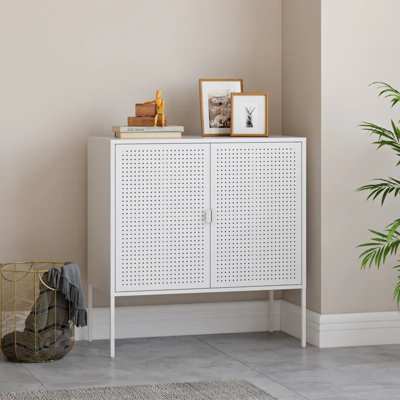 Sideboard Castelli 82,5 x 80 x 40 cm Weiß Stahl [en.casa] - premiumXL