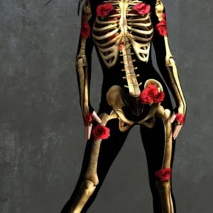 Womens Skeleton Halloween Costume Long Sleeve Stretchy Print Jumpsuit - Product showcase