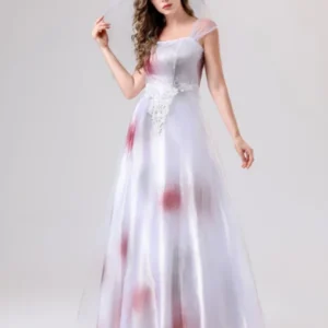 Womens Spooky Corpse Bride Halloween Costume Dress Bloody Maxi Gown - Product showcase