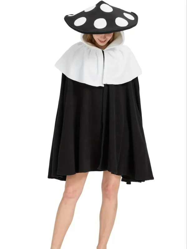 Womens Fantasy Mushroom Halloween Costume Cape Oversized Hooded Cloak - Product detail 4