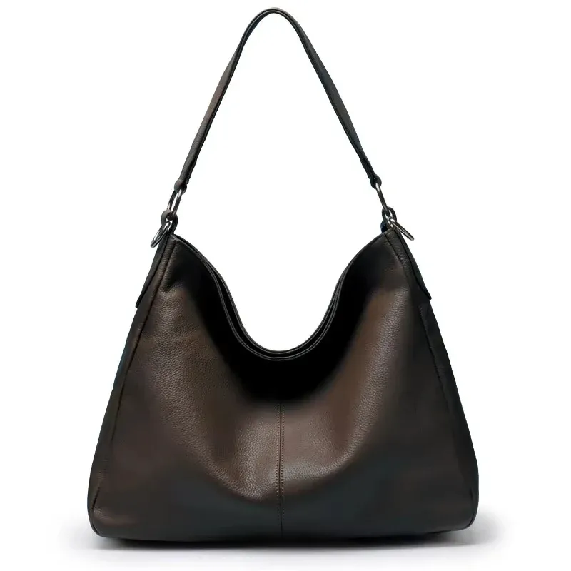 Classic Leather Hobo Bag Minimalist Black Design - Product showcase