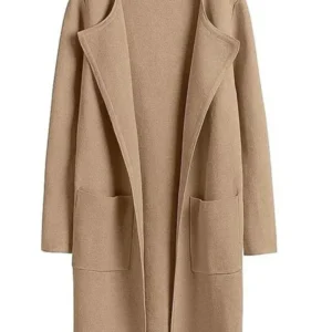 Minimalist Wool Blend Coat Wide Lapel Relaxed Design - Product showcase